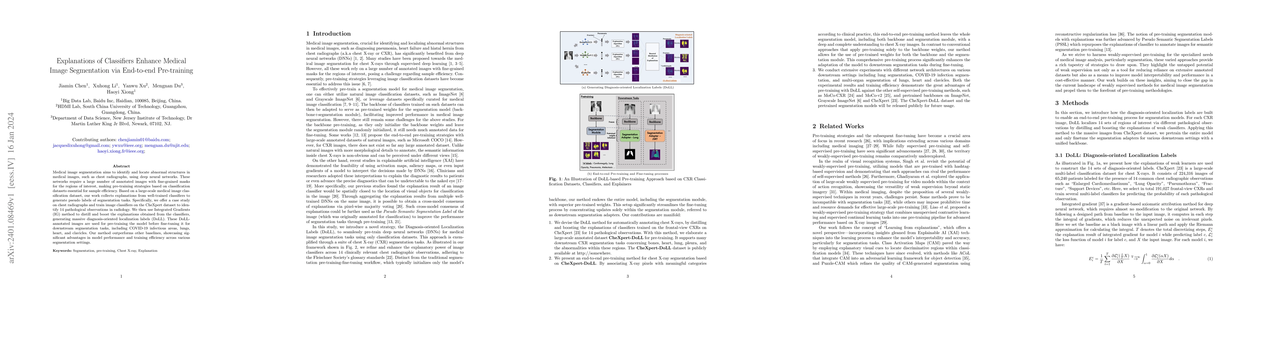 Thumbnail for Explanations of Classifiers Enhance Medical Image Segmentation via
  End-to-end Pre-training