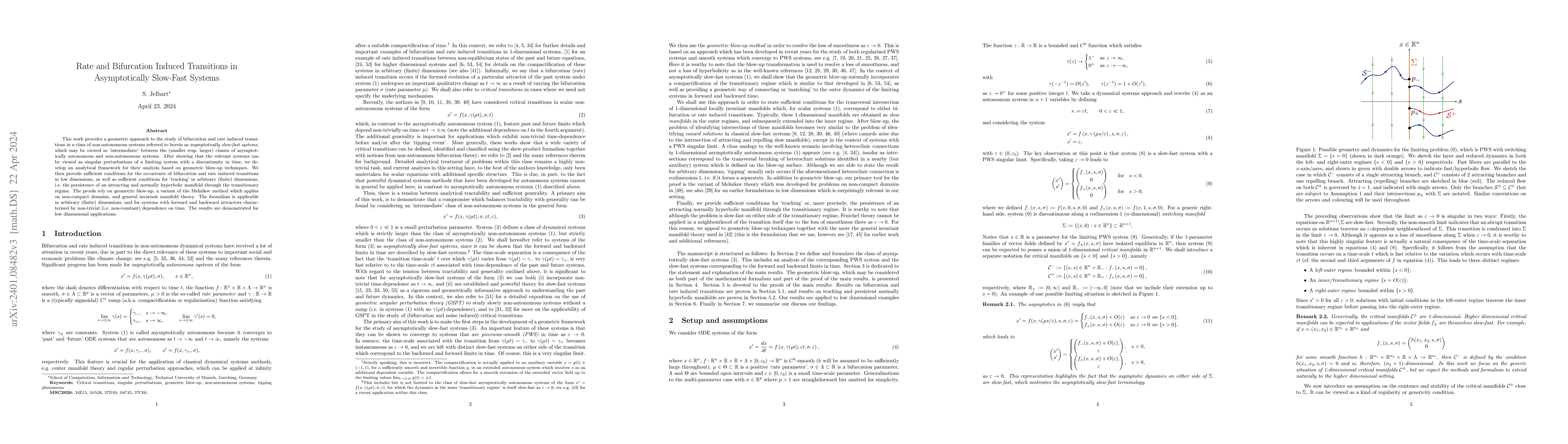 Thumbnail for Rate and Bifurcation Induced Transitions in Asymptotically Slow-Fast
  Systems