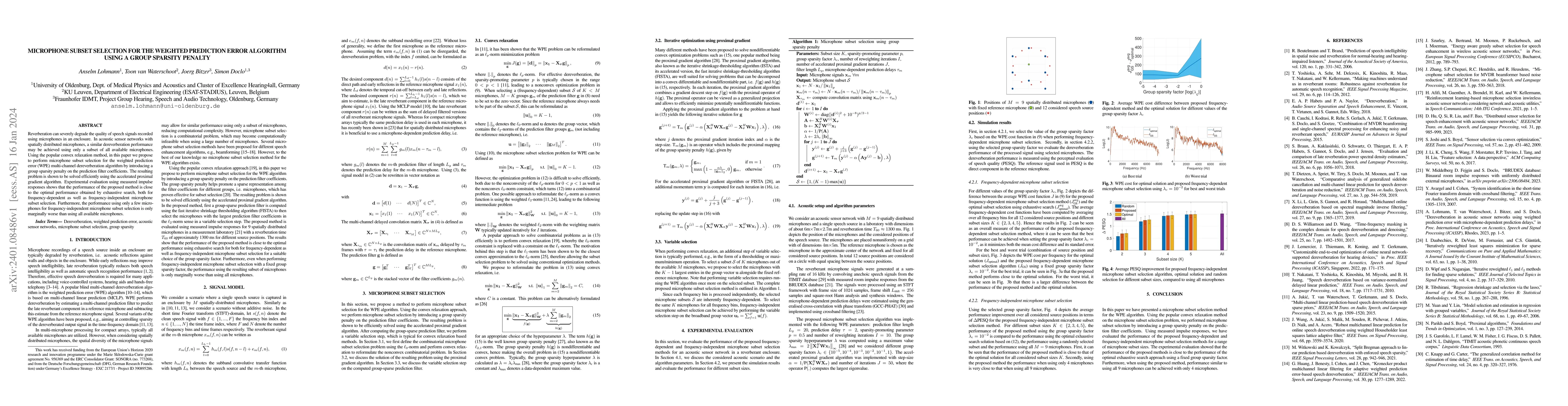 Thumbnail for Microphone Subset Selection for the Weighted Prediction Error Algorithm
  using a Group Sparsity Penalty