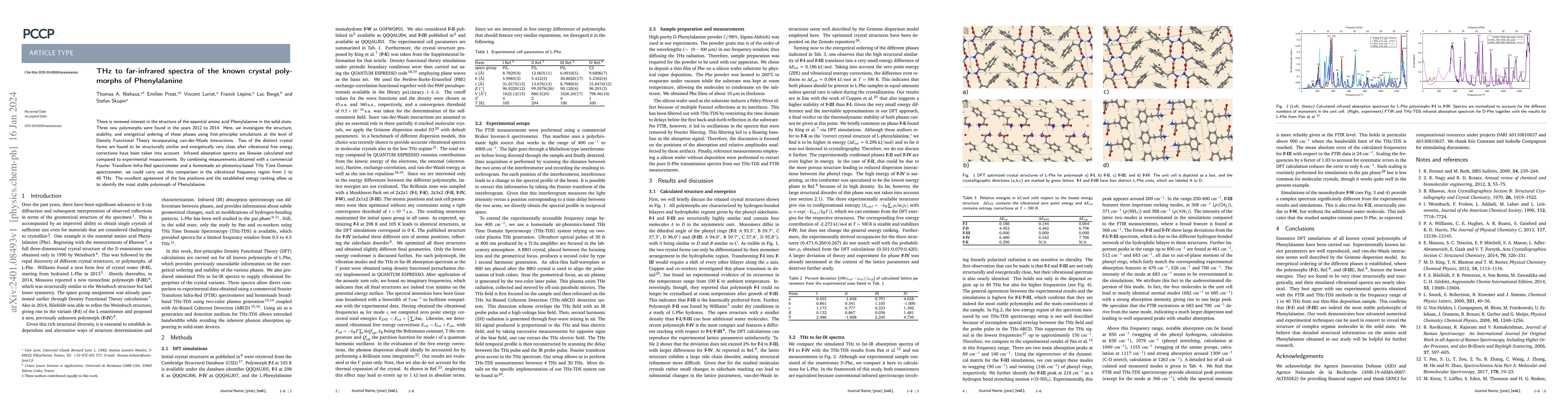 Thumbnail for THz to far-infrared spectra of the known crystal polymorphs of
  Phenylalanine