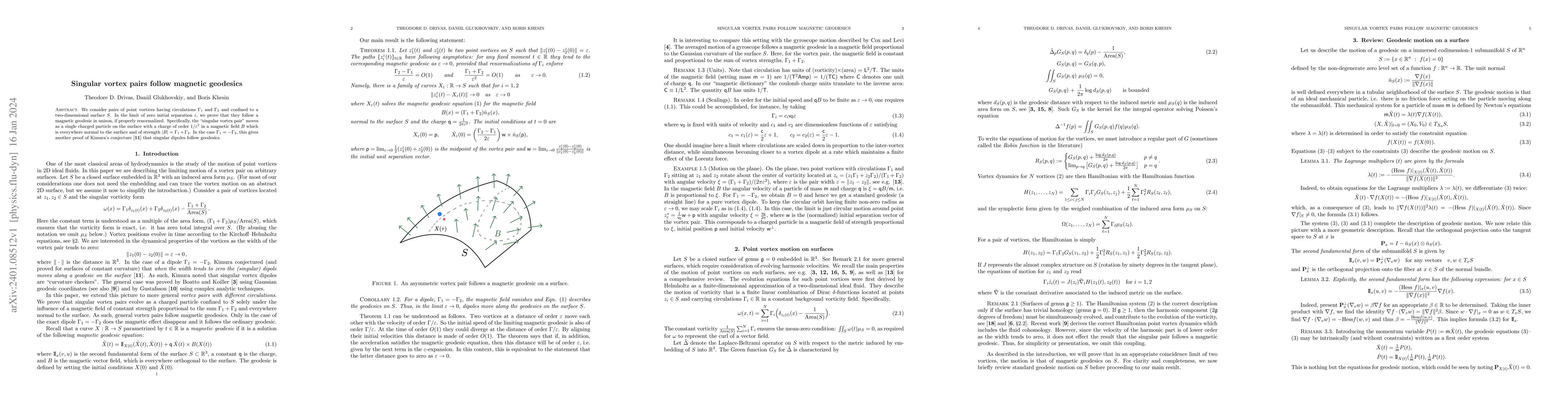 Thumbnail for Singular vortex pairs follow magnetic geodesics