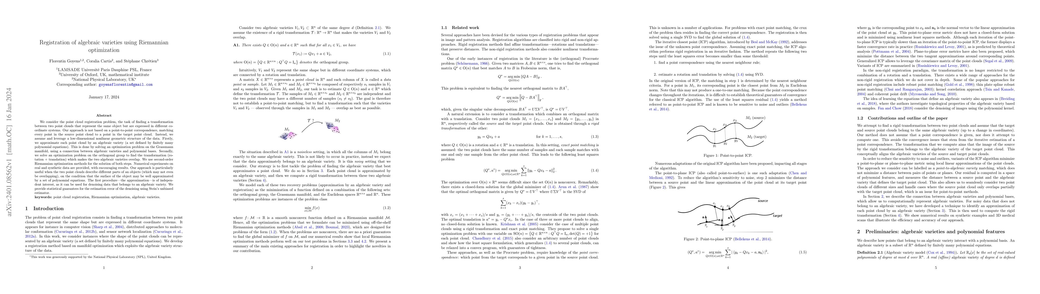 Thumbnail for Registration of algebraic varieties using Riemannian optimization