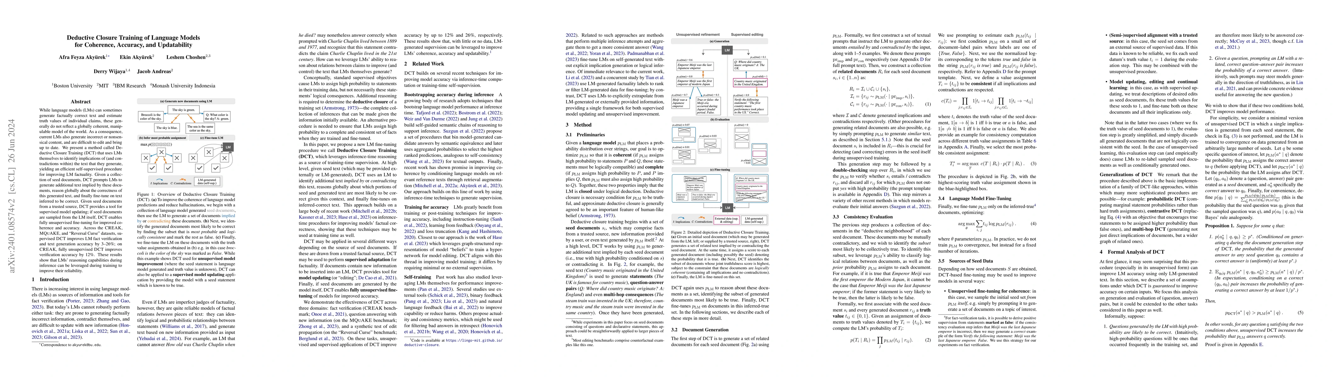 Thumbnail for Deductive Closure Training of Language Models for Coherence, Accuracy,
  and Updatability