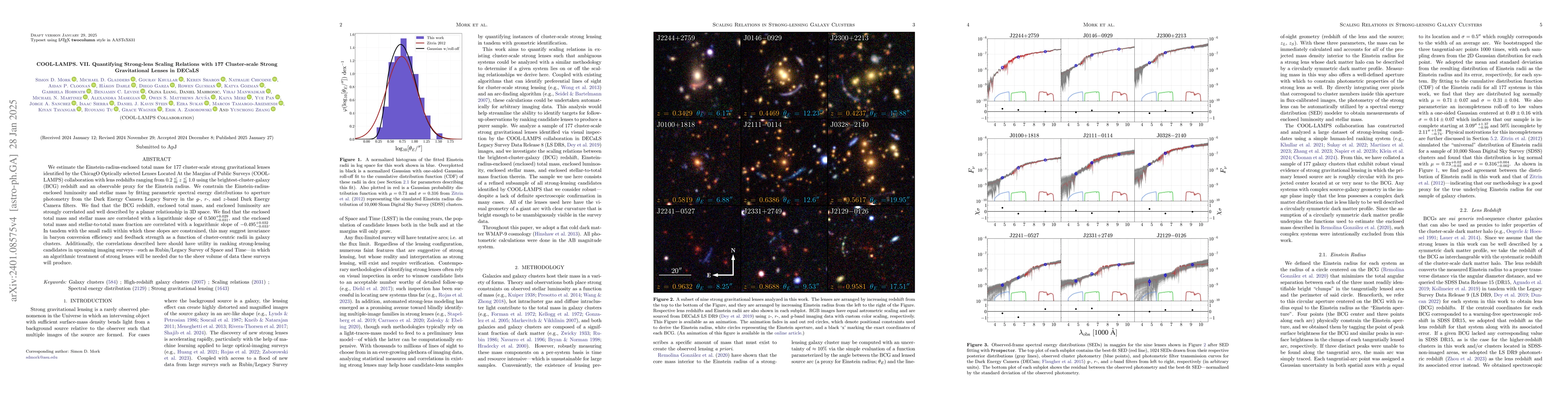 Thumbnail for COOL-LAMPS. VII. Quantifying Strong-lens Scaling Relations with 177
  Cluster-scale Gravitational Lenses in DECaLS