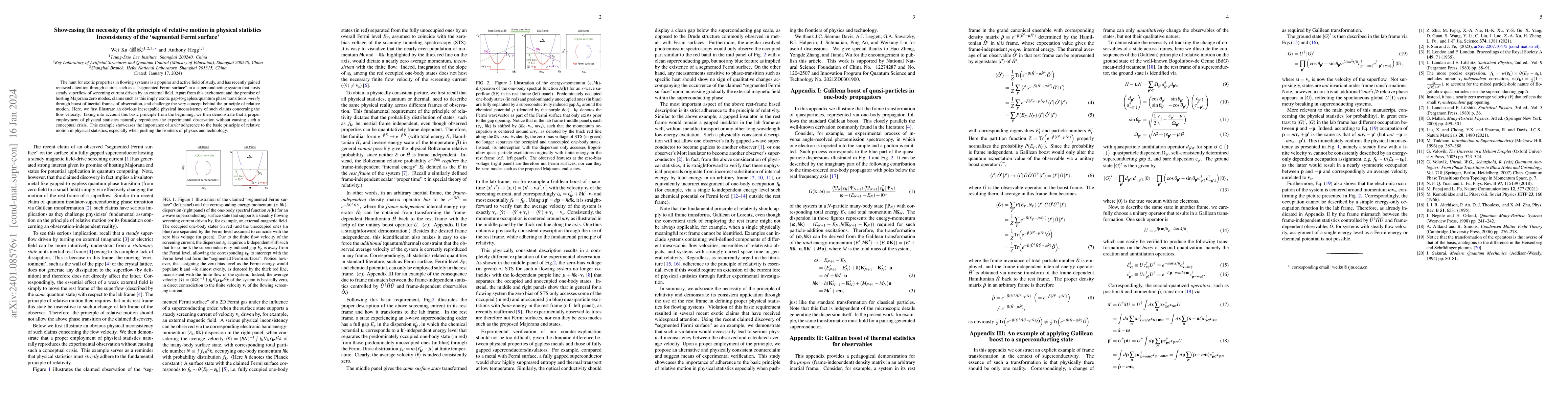Thumbnail for Showcasing the necessity of the principle of relative motion in physical
  statistics: Inconsistency of the `segmented Fermi surface'