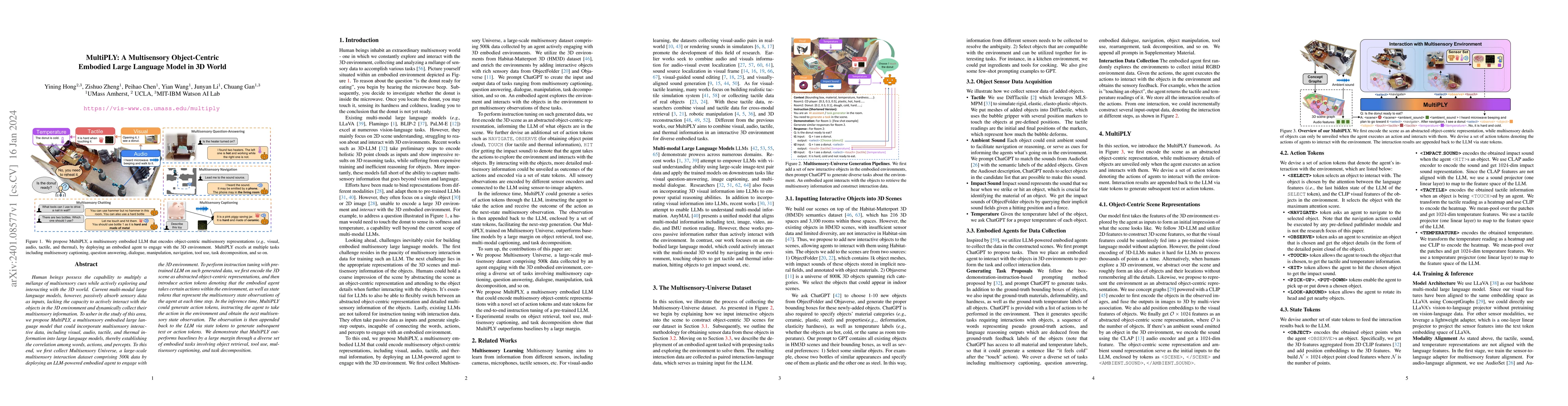 Thumbnail for MultiPLY: A Multisensory Object-Centric Embodied Large Language Model in
  3D World
