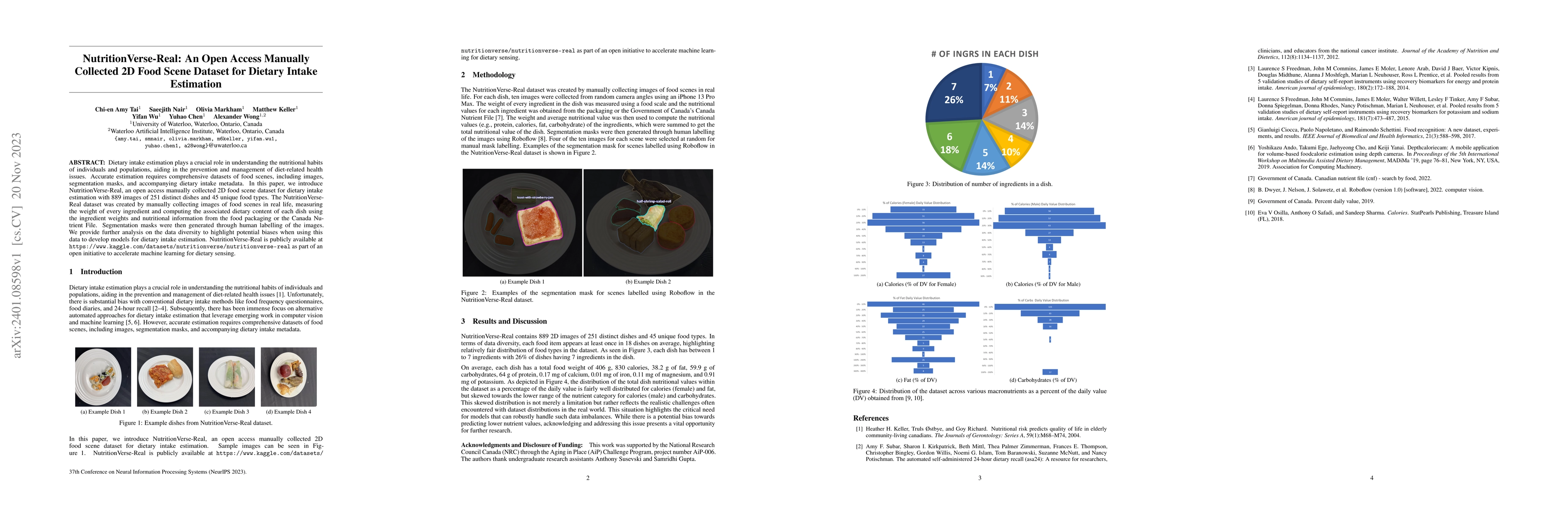 Thumbnail for NutritionVerse-Real: An Open Access Manually Collected 2D Food Scene
  Dataset for Dietary Intake Estimation