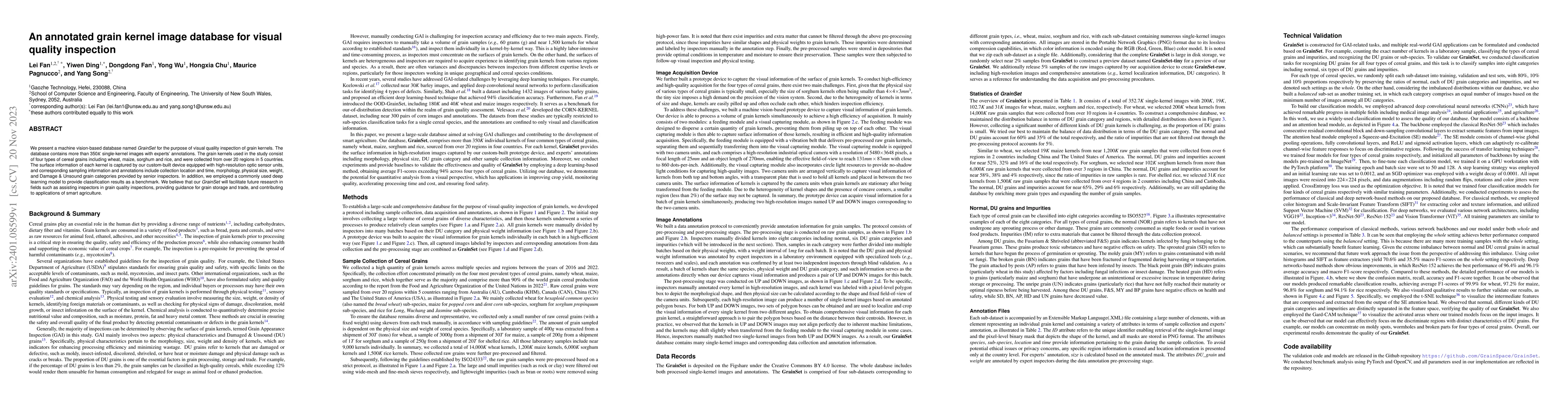 Thumbnail for An annotated grain kernel image database for visual quality inspection