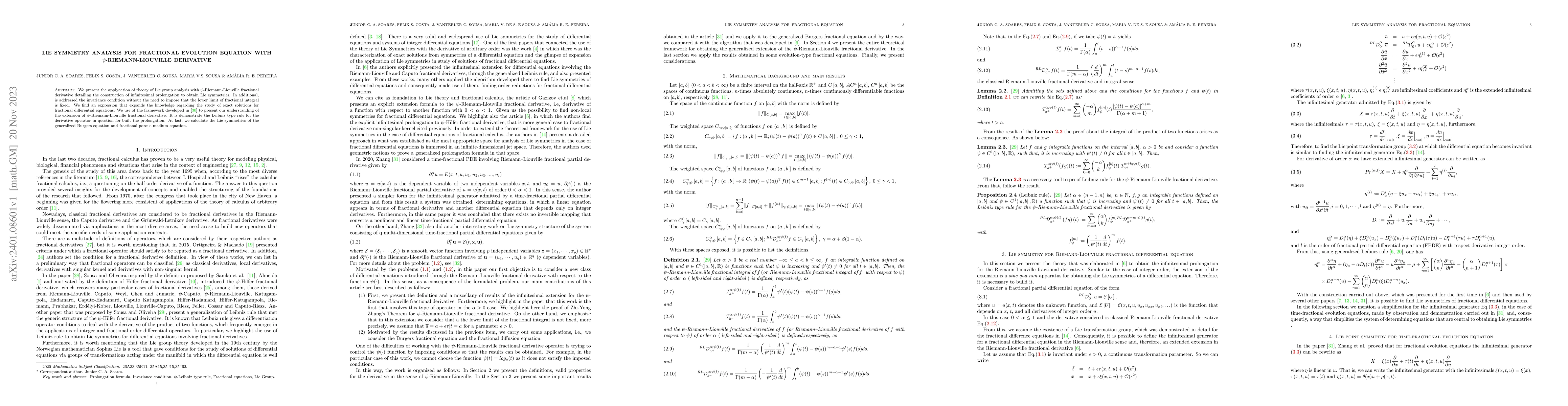 Thumbnail for Lie symmetry analysis for fractional evolution equation with
  $\psi$-Riemann-Liouville derivative