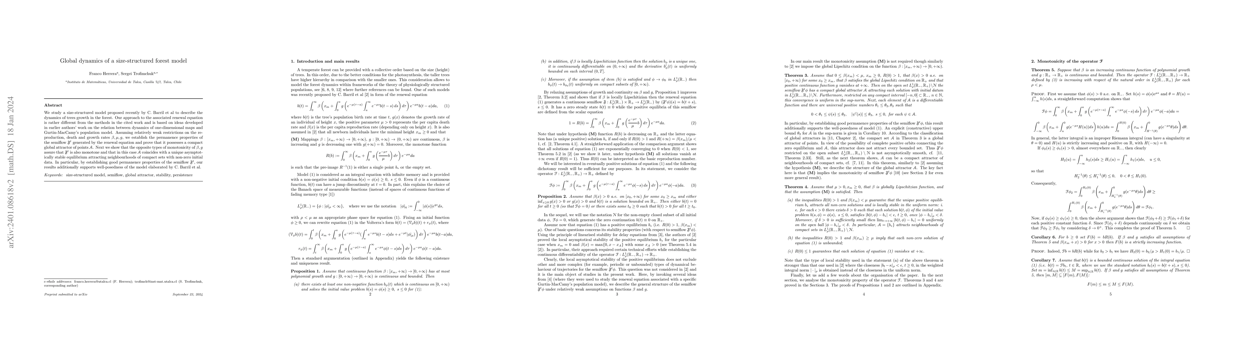 Thumbnail for Global dynamics of a size-structured forest model