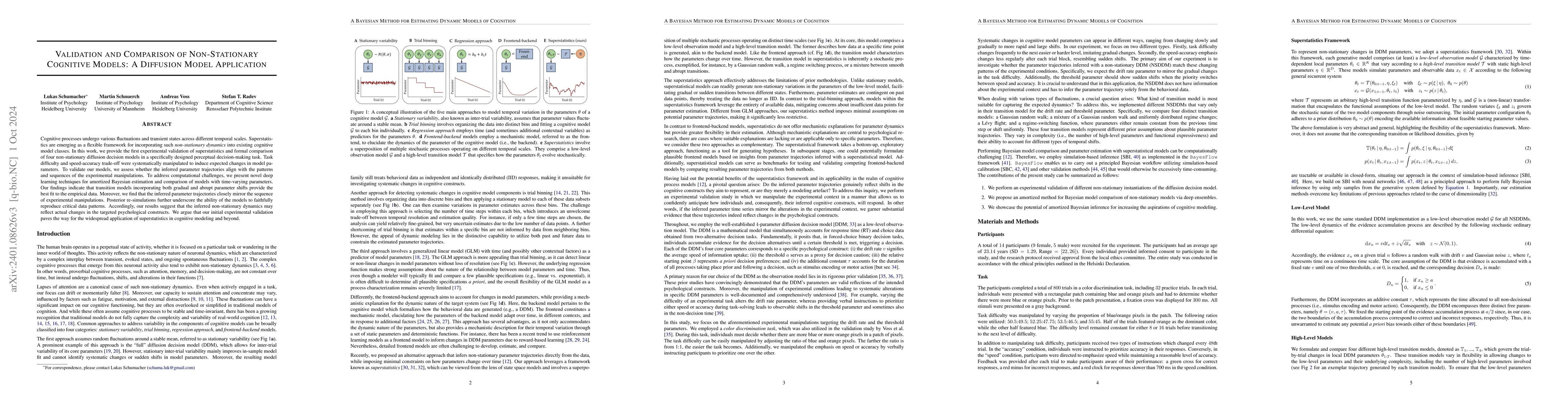 Thumbnail for Validation and Comparison of Non-Stationary Cognitive Models: A
  Diffusion Model Application