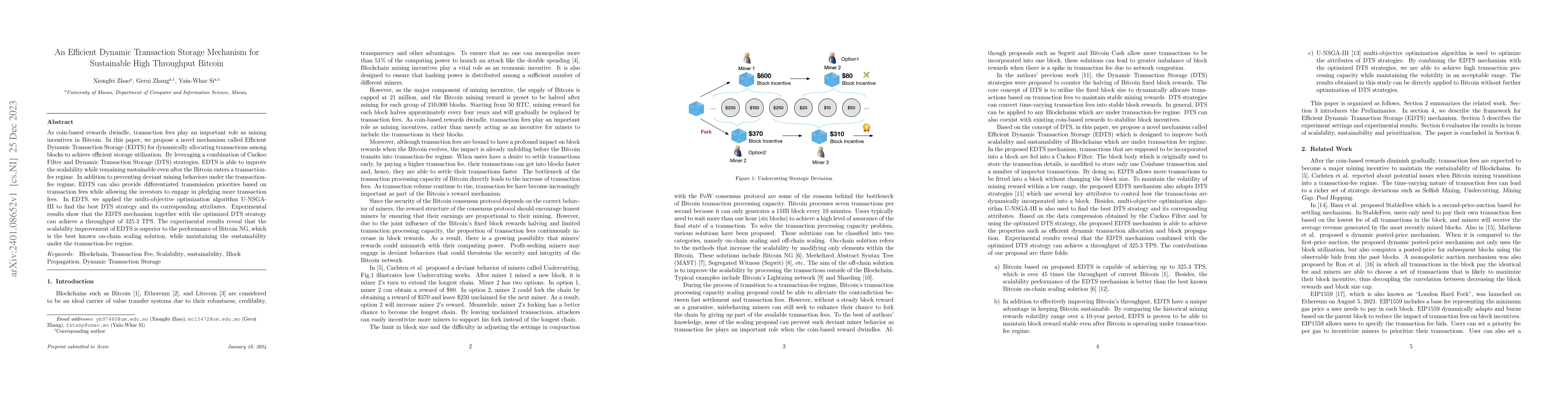 Thumbnail for An Efficient Dynamic Transaction Storage Mechanism for Sustainable High
  Throughput Bitcoin