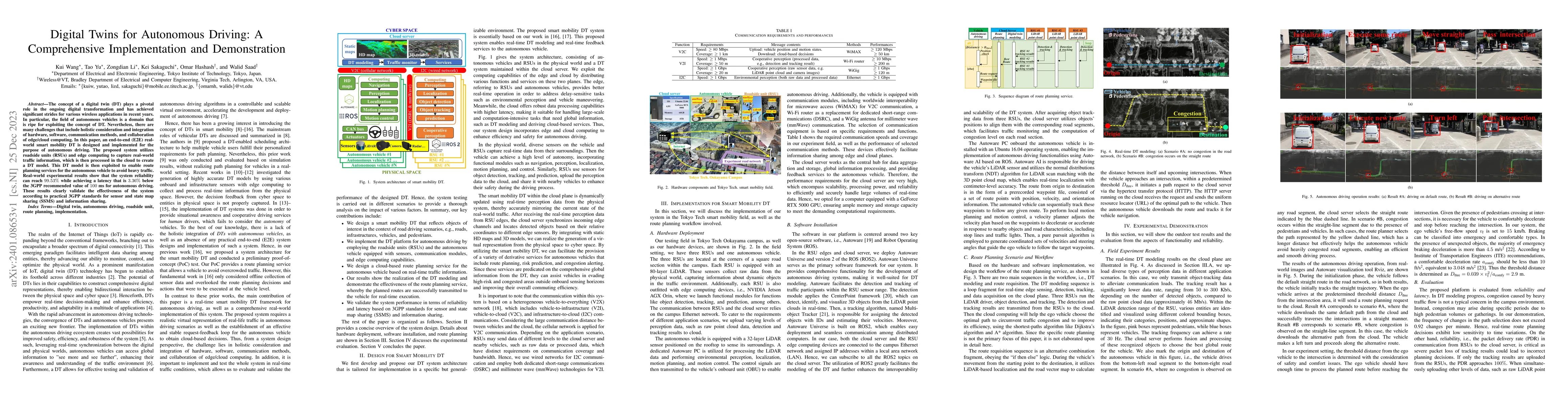 Thumbnail for Digital Twins for Autonomous Driving: A Comprehensive Implementation and
  Demonstration