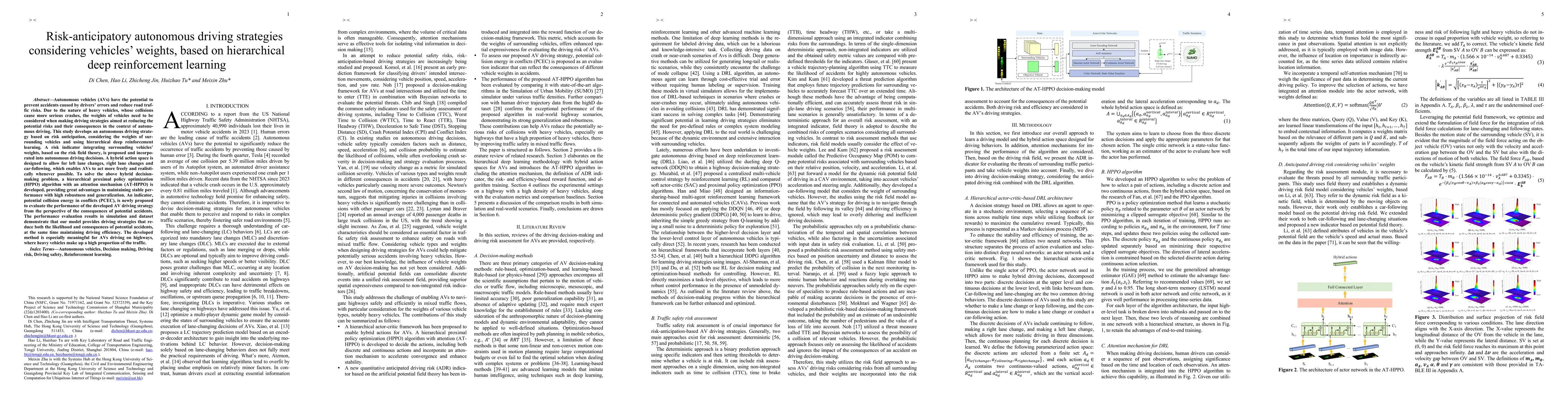 Thumbnail for Risk-anticipatory autonomous driving strategies considering vehicles'
  weights, based on hierarchical deep reinforcement learning