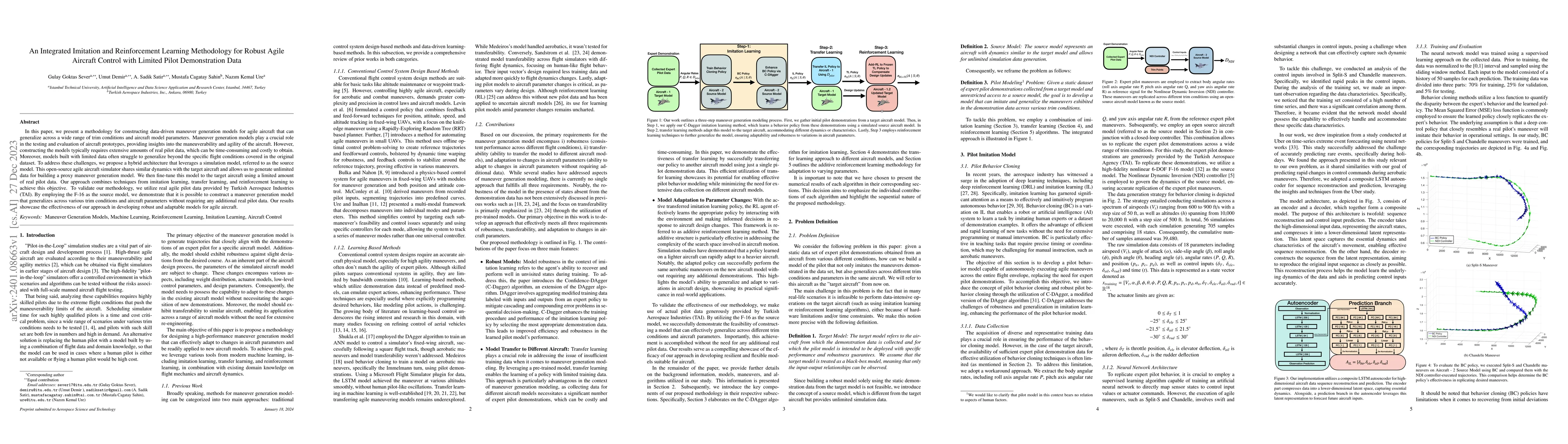 Thumbnail for An Integrated Imitation and Reinforcement Learning Methodology for
  Robust Agile Aircraft Control with Limited Pilot Demonstration Data