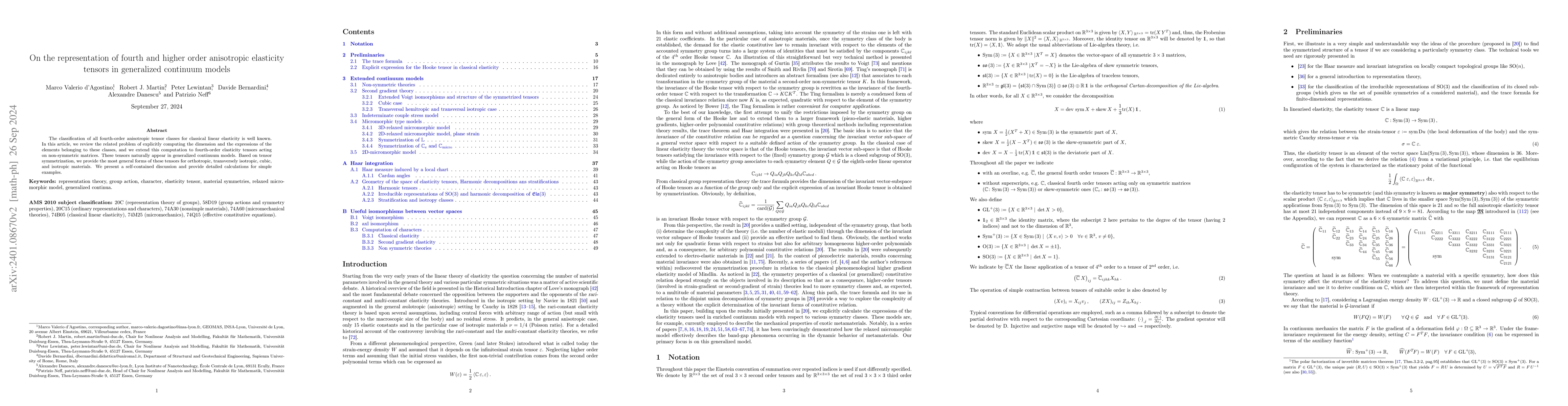 Thumbnail for On the representation of fourth and higher order anisotropic elasticity
  tensors in generalized continuum models