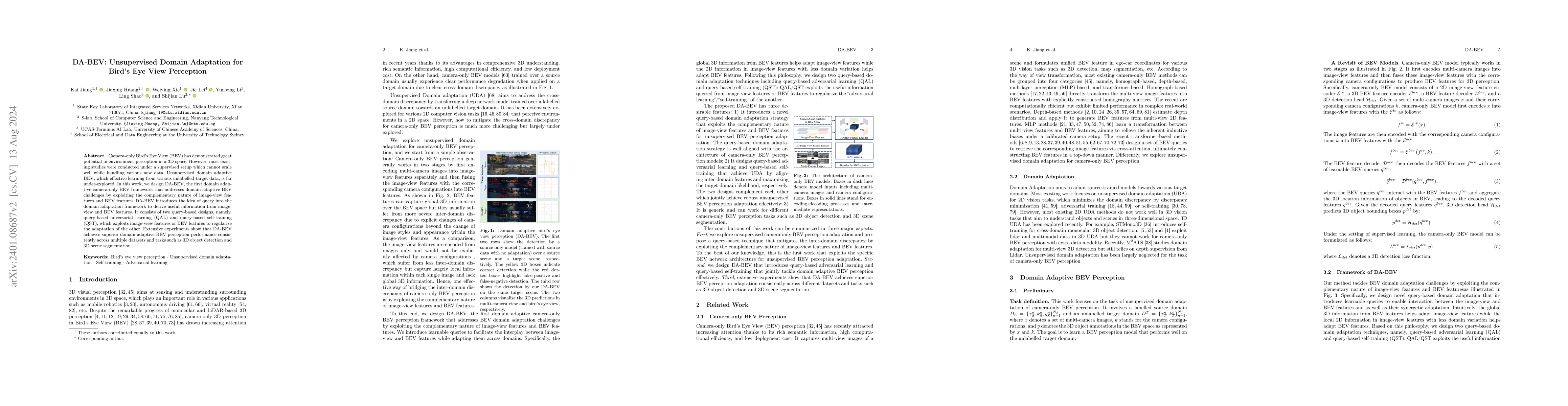 Thumbnail for DA-BEV: Unsupervised Domain Adaptation for Bird's Eye View Perception