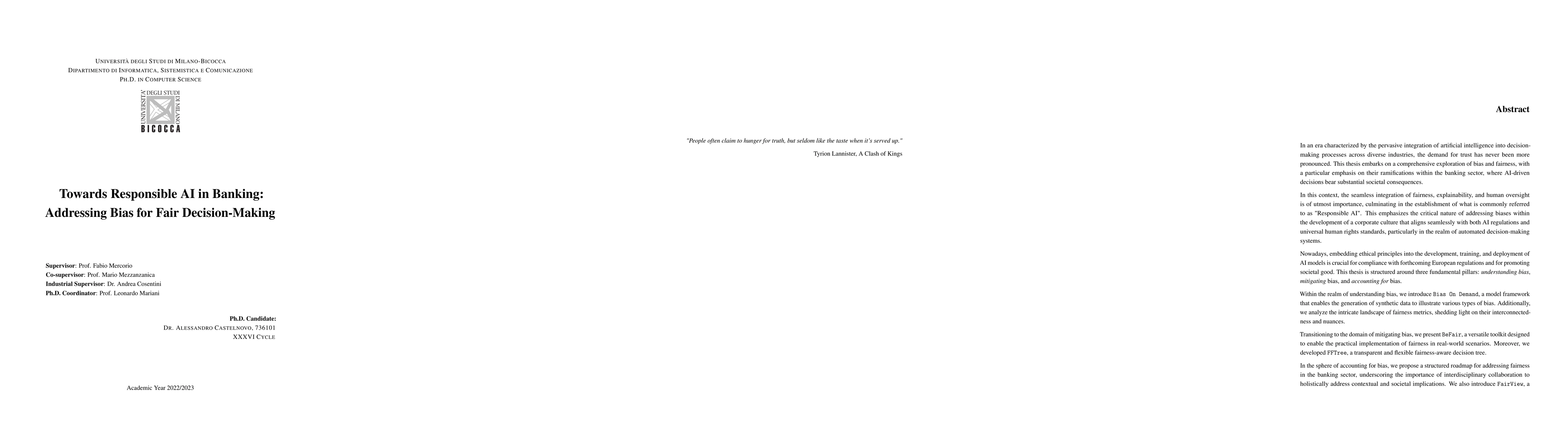 Thumbnail for Towards Responsible AI in Banking: Addressing Bias for Fair
  Decision-Making
