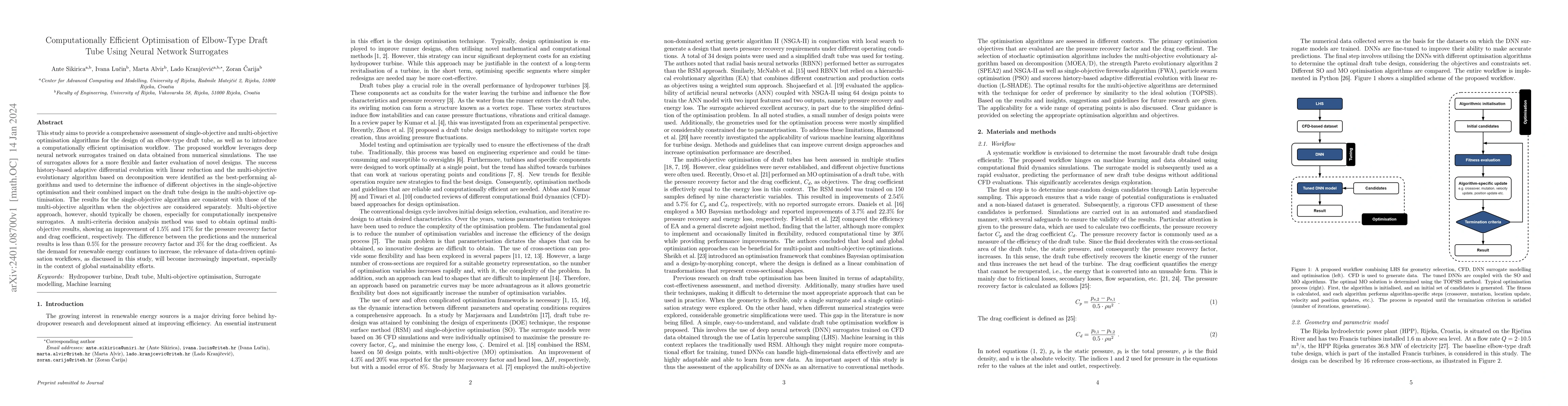 Thumbnail for Computationally Efficient Optimisation of Elbow-Type Draft Tube Using
  Neural Network Surrogates