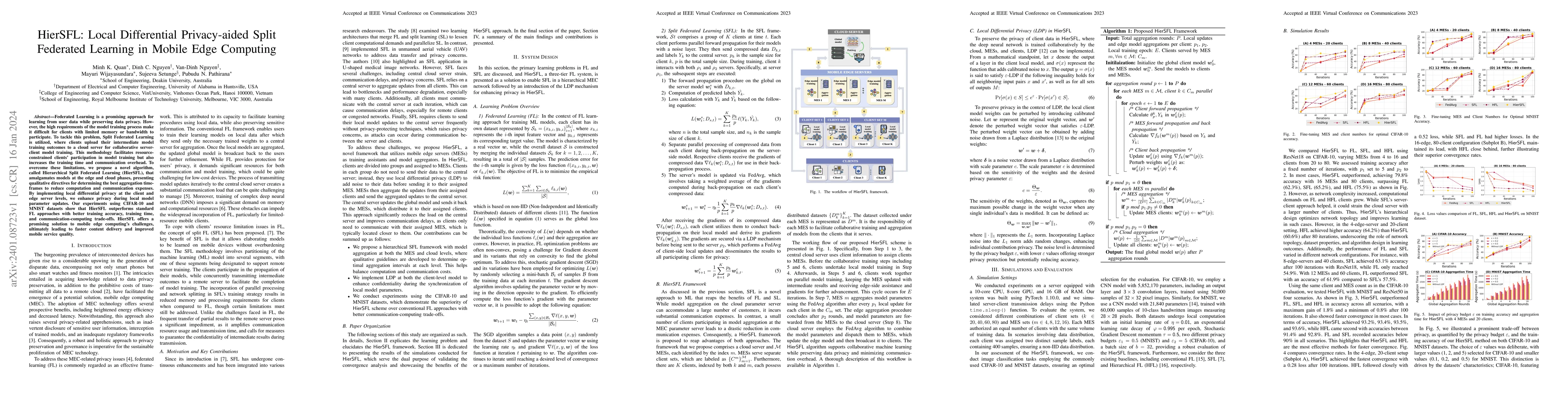 Thumbnail for HierSFL: Local Differential Privacy-aided Split Federated Learning in
  Mobile Edge Computing