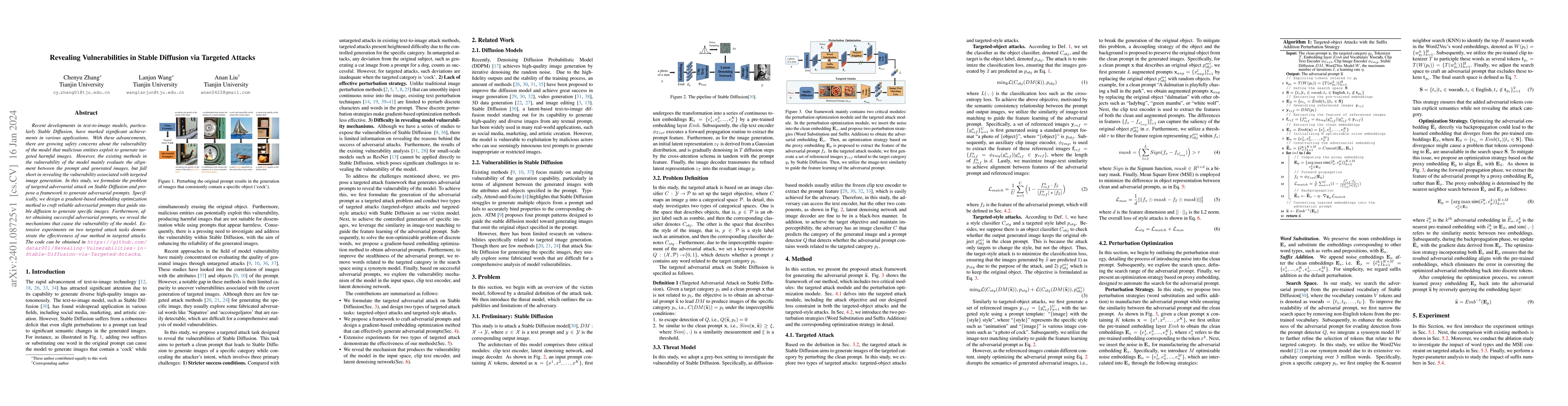 Thumbnail for Revealing Vulnerabilities in Stable Diffusion via Targeted Attacks