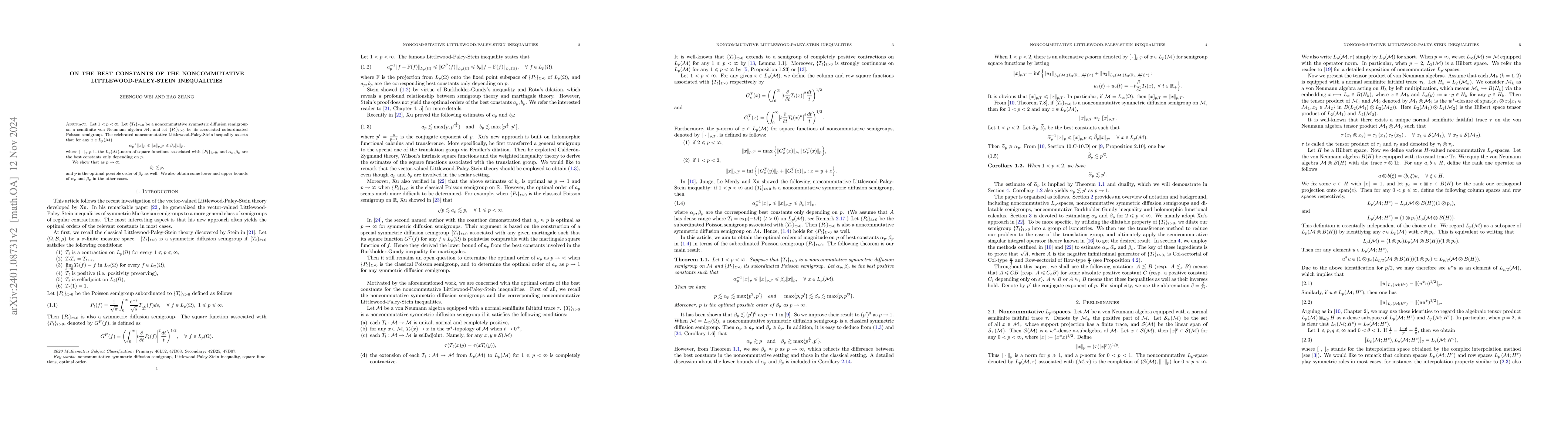 Thumbnail for On the best constants of the noncommutative Littlewood-Paley-Stein
  inequalities