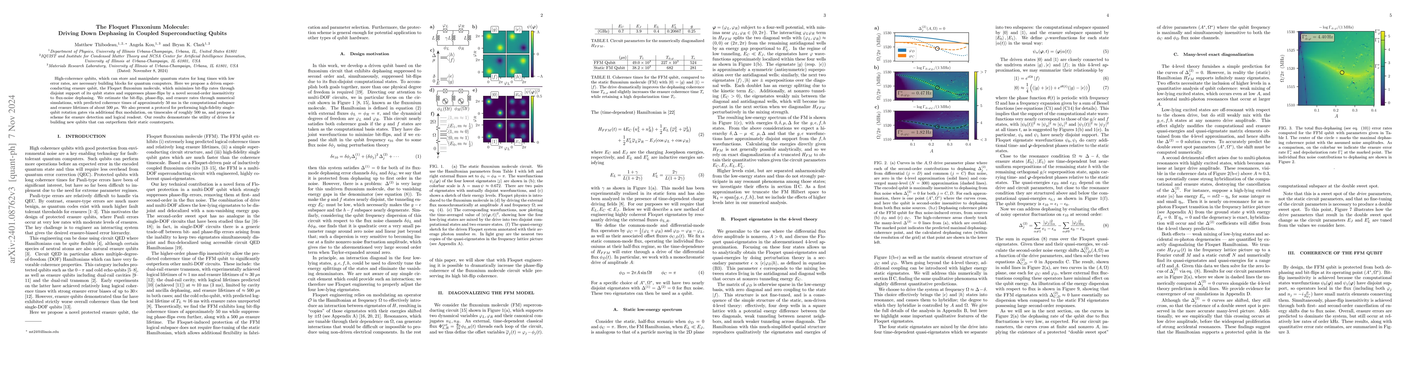 Thumbnail for The Floquet Fluxonium Molecule: Driving Down Dephasing in Coupled
  Superconducting Qubits