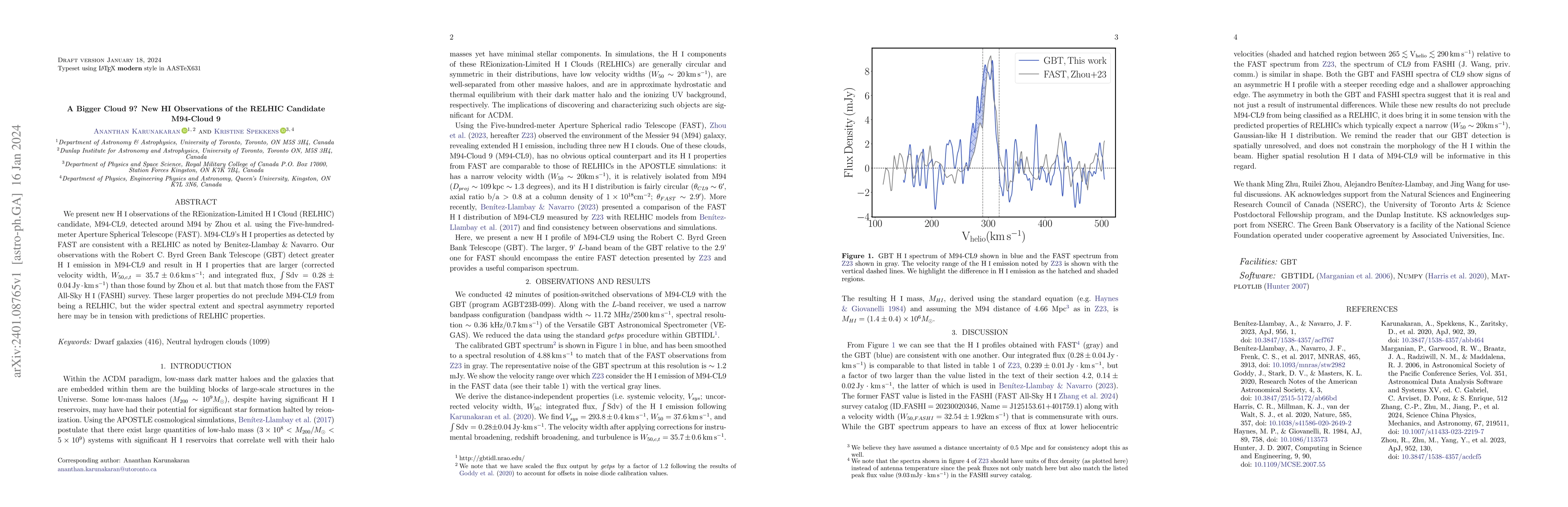 Thumbnail for A Bigger Cloud 9? New HI Observations of the RELHIC Candidate M94-Cloud
  9