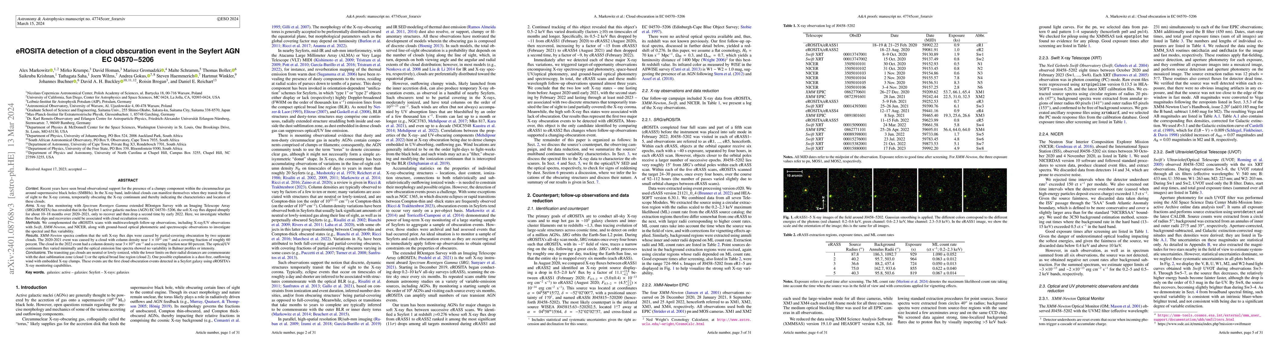 Thumbnail for eROSITA Detection of a Cloud Obscuration Event in the Seyfert AGN EC
  04570-5206