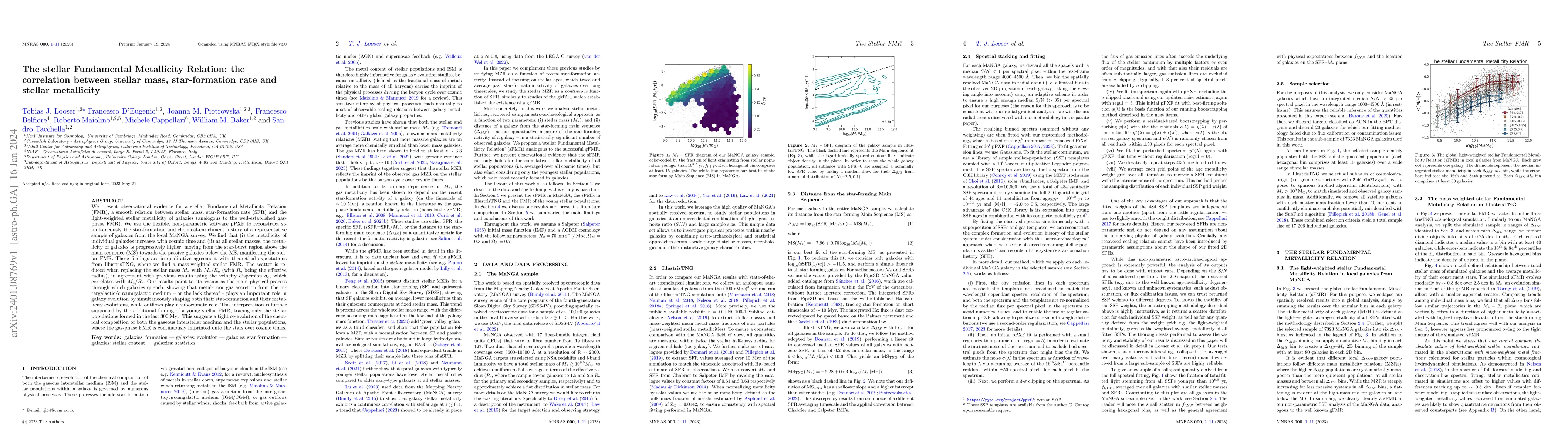 Thumbnail for The stellar Fundamental Metallicity Relation: the correlation between
  stellar mass, star-formation rate and stellar metallicity