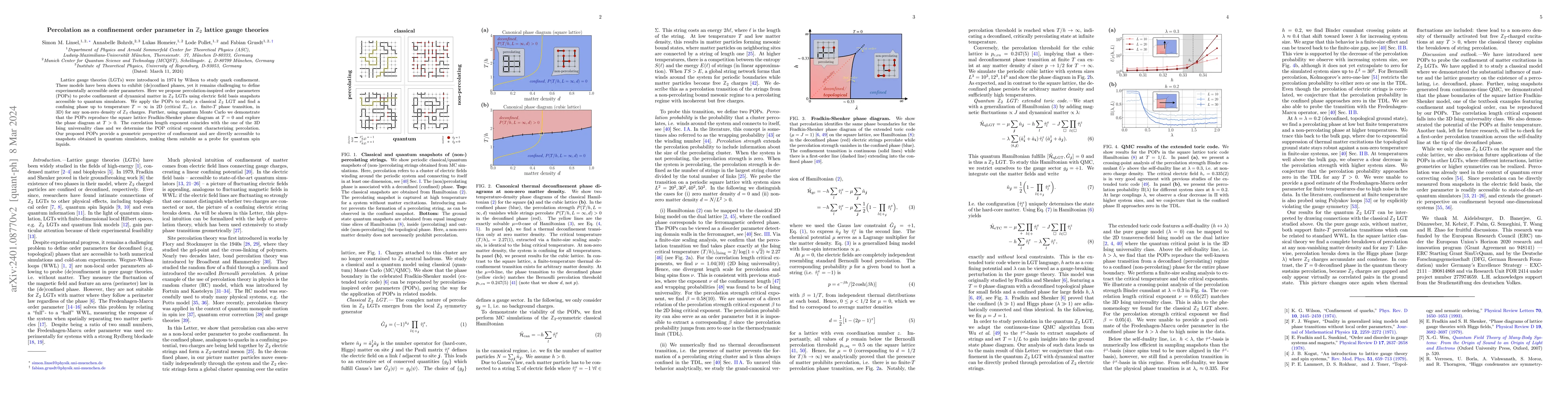 Thumbnail for Percolation as a confinement order parameter in $\mathbb{Z}_2$ lattice
  gauge theories