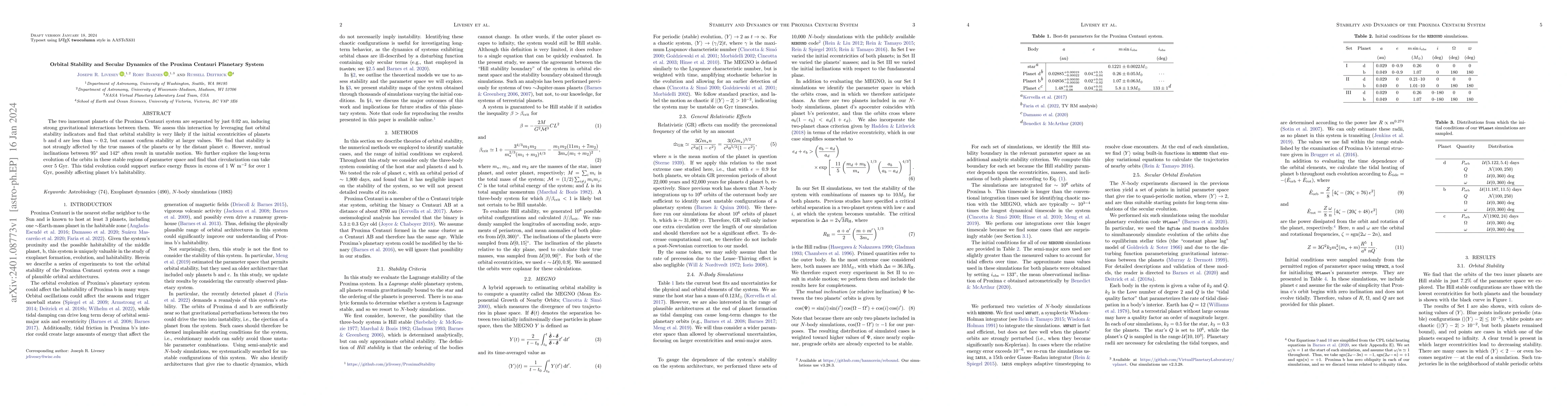Thumbnail for Orbital Stability and Secular Dynamics of the Proxima Centauri Planetary
  System