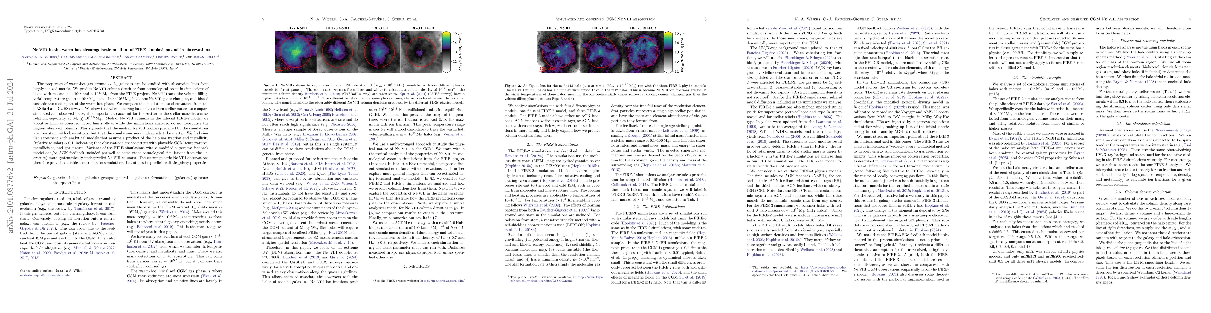 Thumbnail for Ne VIII in the warm-hot circumgalactic medium of FIRE simulations and in
  observations