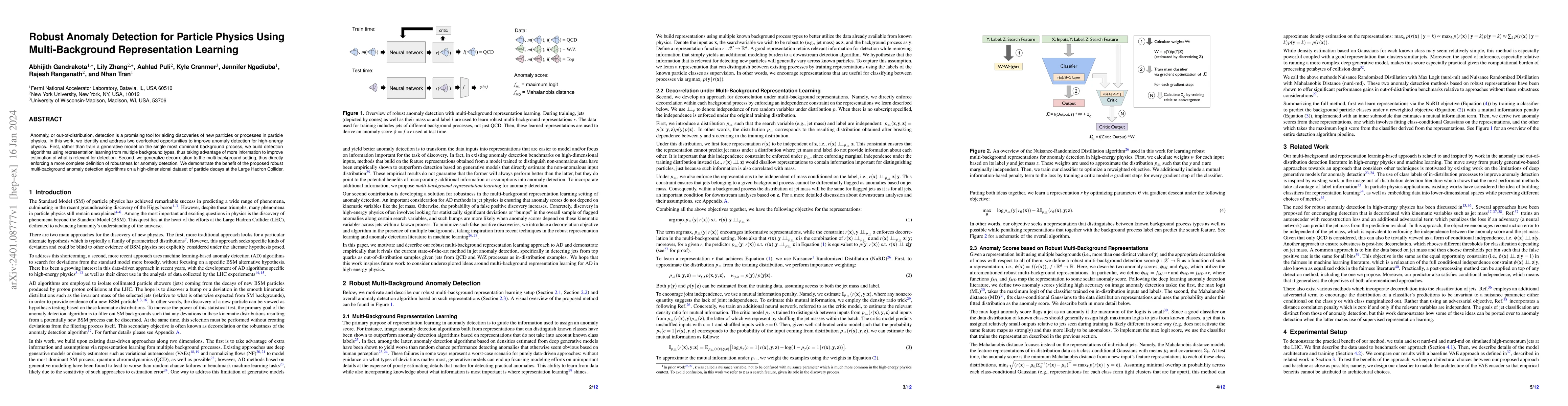 Thumbnail for Robust Anomaly Detection for Particle Physics Using Multi-Background
  Representation Learning
