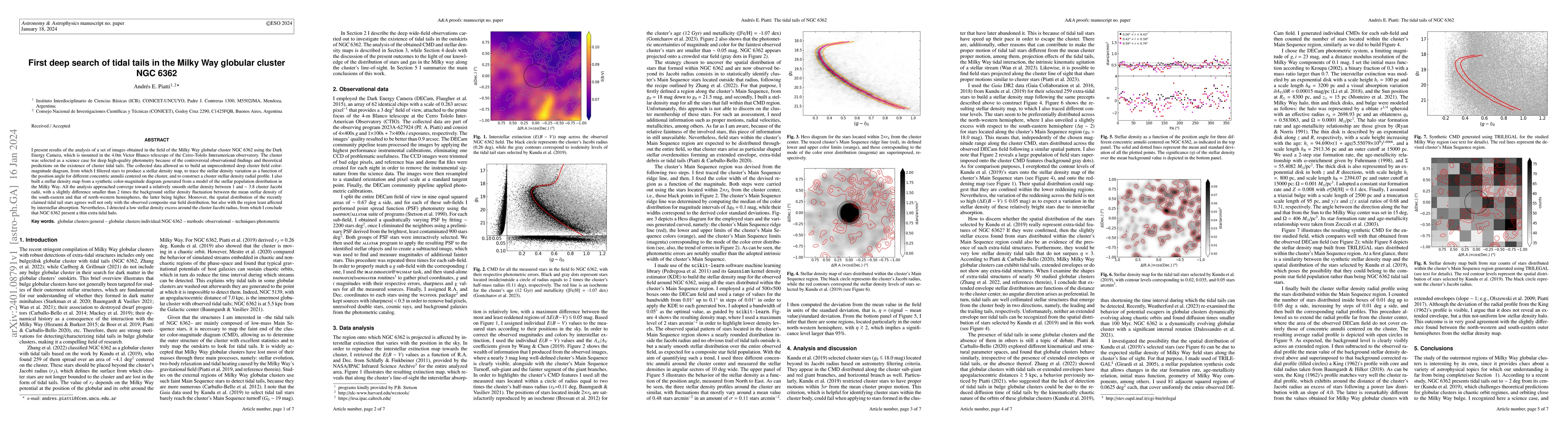 Thumbnail for First deep search of tidal tails in the Milky Way globular cluster NGC
  6362