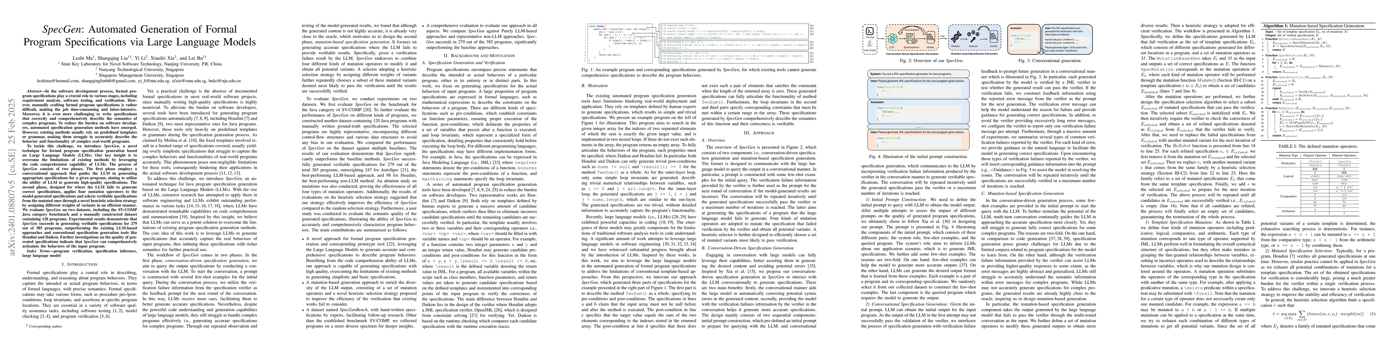 Thumbnail for SpecGen: Automated Generation of Formal Program Specifications via Large
  Language Models