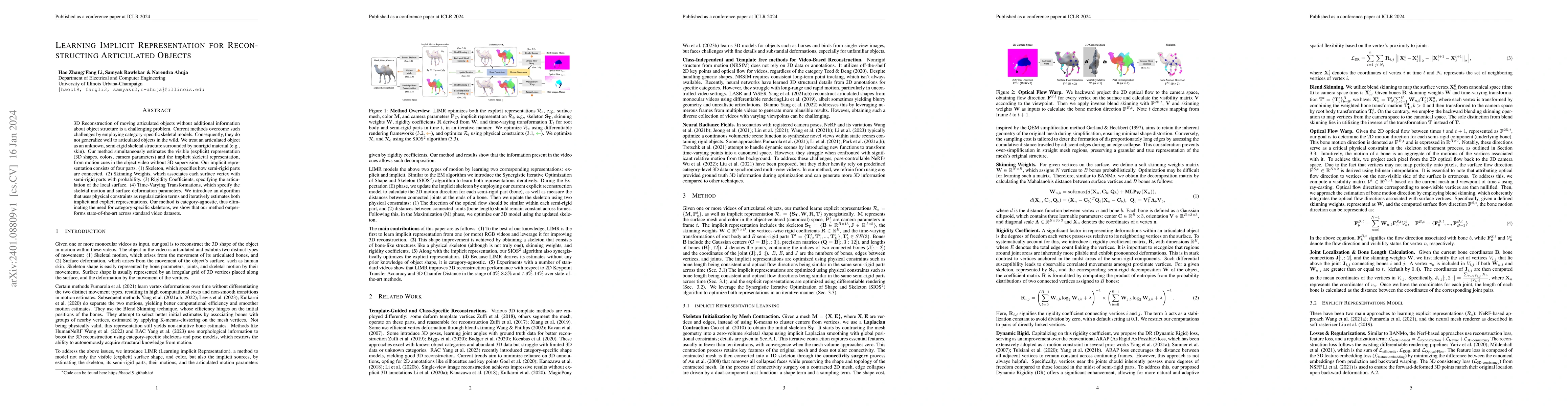 Thumbnail for Learning Implicit Representation for Reconstructing Articulated Objects