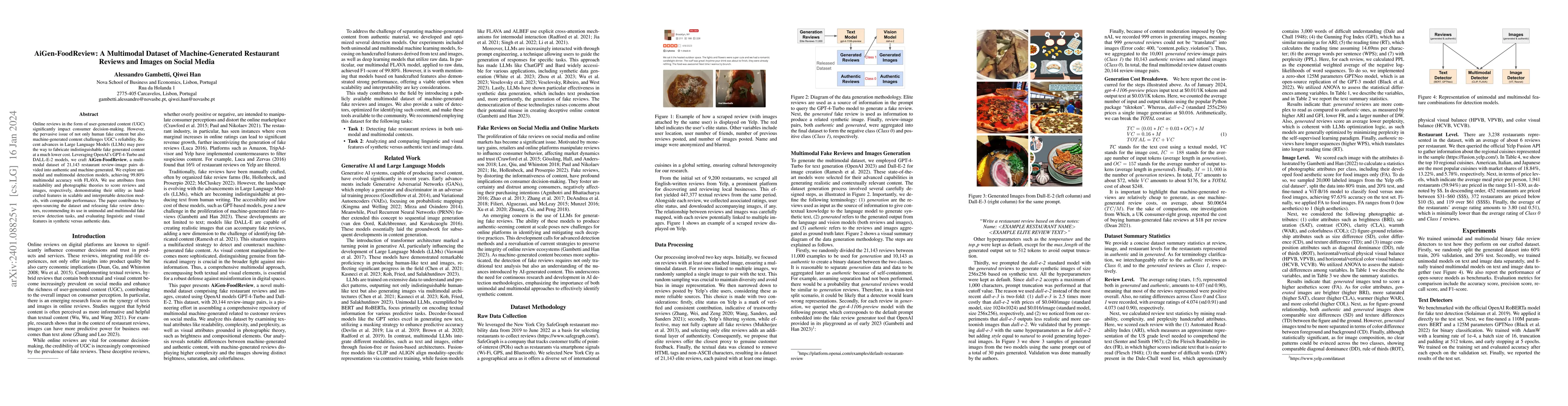 Thumbnail for AiGen-FoodReview: A Multimodal Dataset of Machine-Generated Restaurant
  Reviews and Images on Social Media