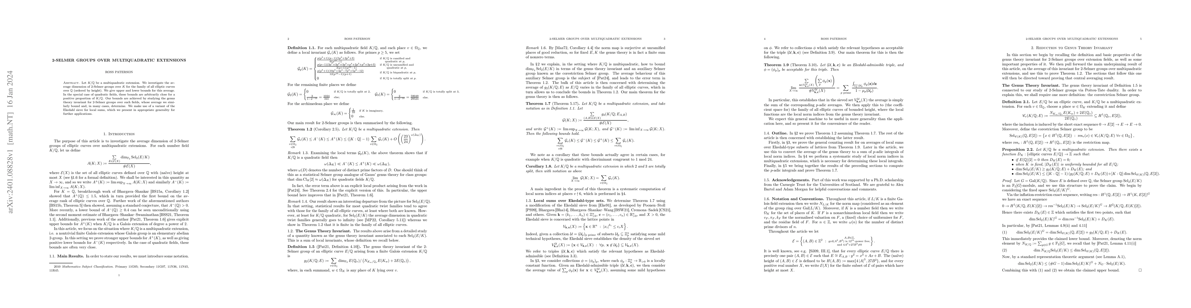 Thumbnail for 2-Selmer Groups over Multiquadratic Extensions