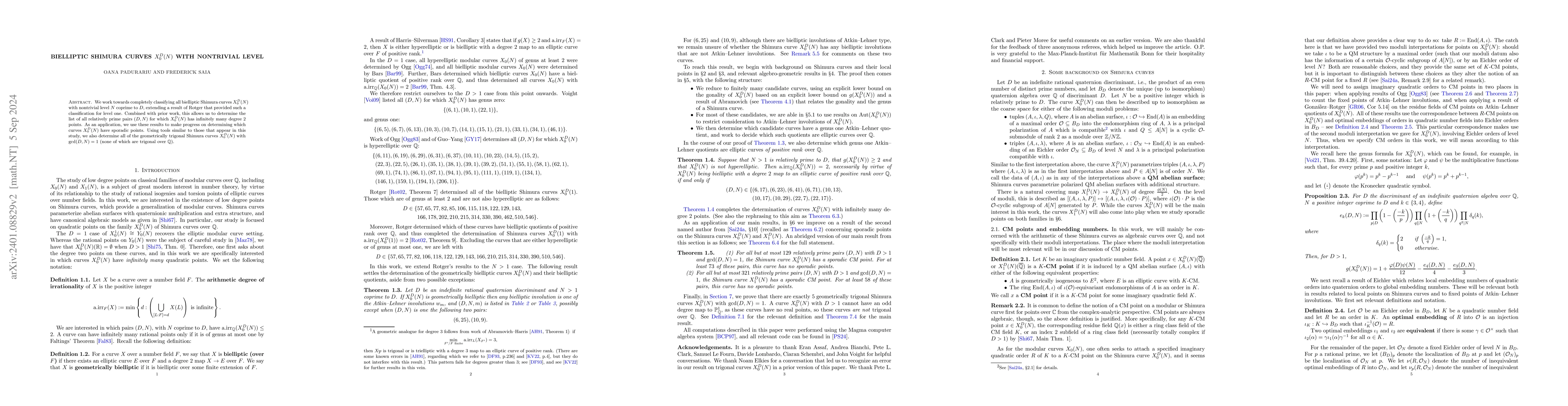 Thumbnail for Bielliptic Shimura curves $X_0^D(N)$ with nontrivial level
