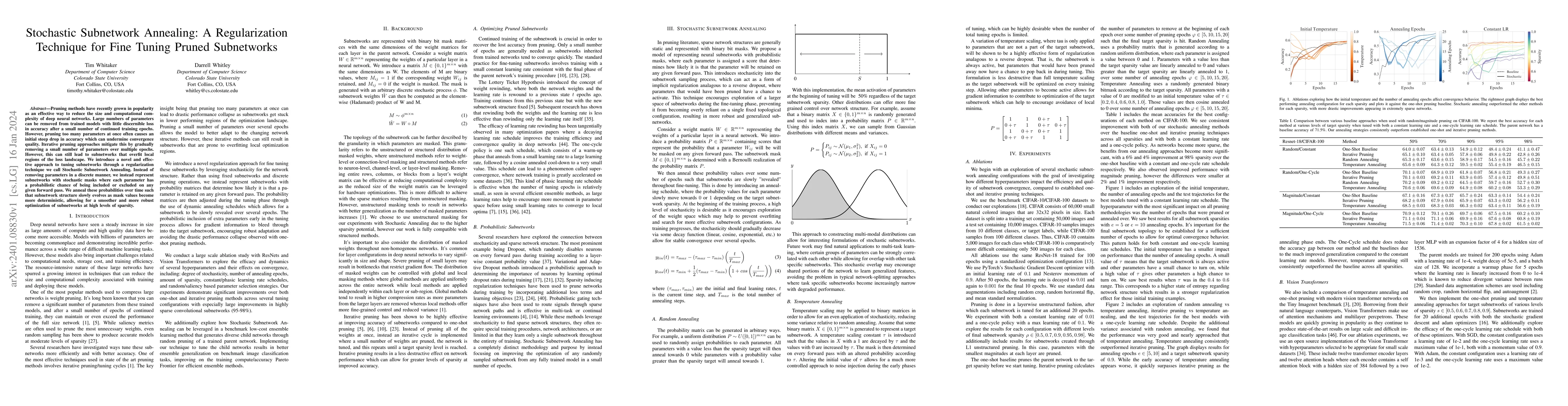Thumbnail for Stochastic Subnetwork Annealing: A Regularization Technique for Fine
  Tuning Pruned Subnetworks