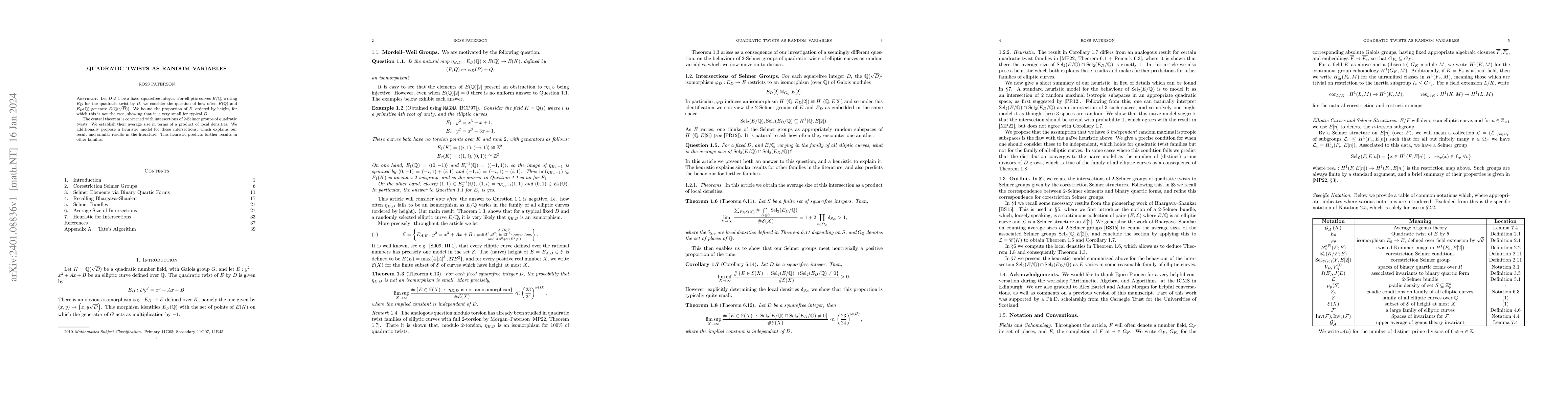 Thumbnail for Quadratic Twists as Random Variables