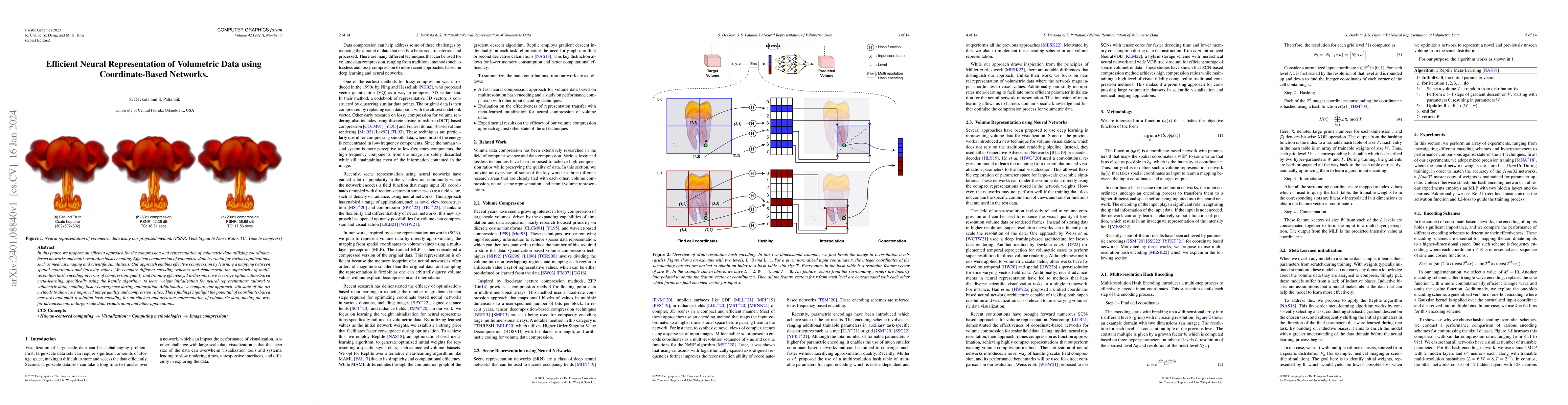 Thumbnail for Efficient Neural Representation of Volumetric Data using
  Coordinate-Based Networks