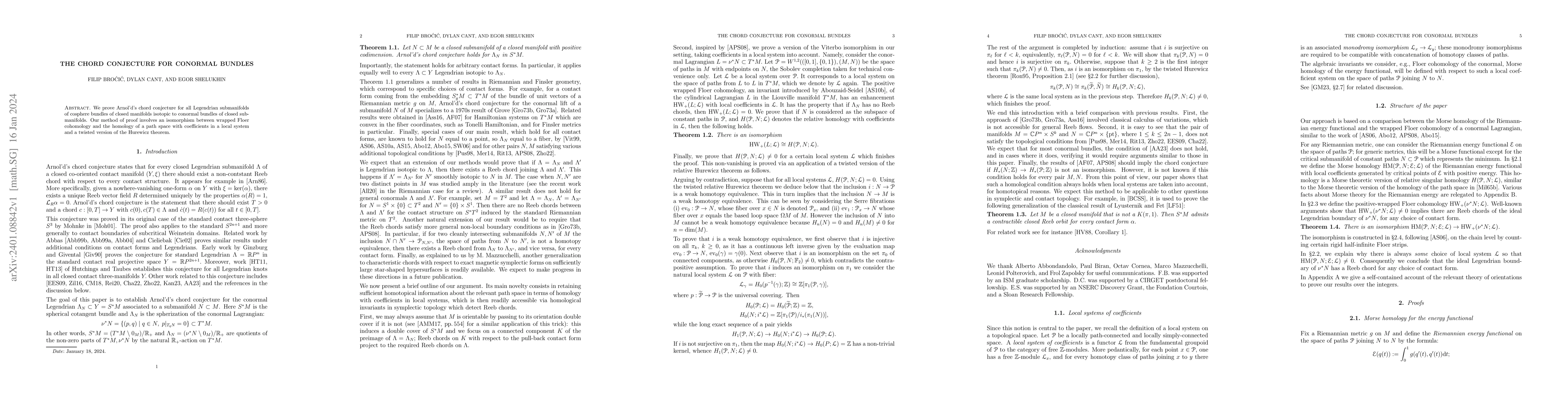 Thumbnail for The chord conjecture for conormal bundles