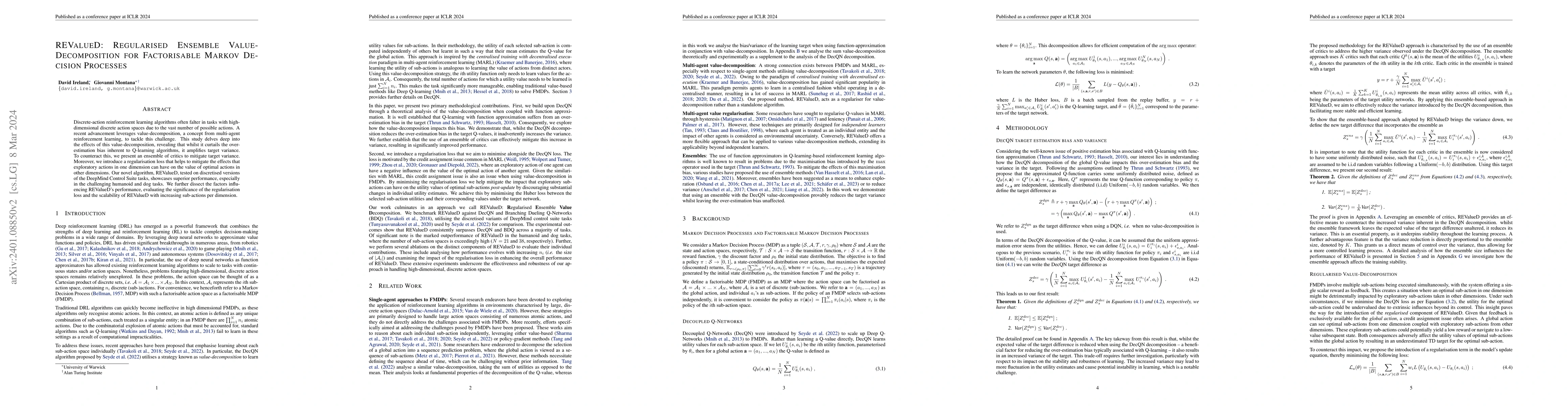 Thumbnail for REValueD: Regularised Ensemble Value-Decomposition for Factorisable
  Markov Decision Processes