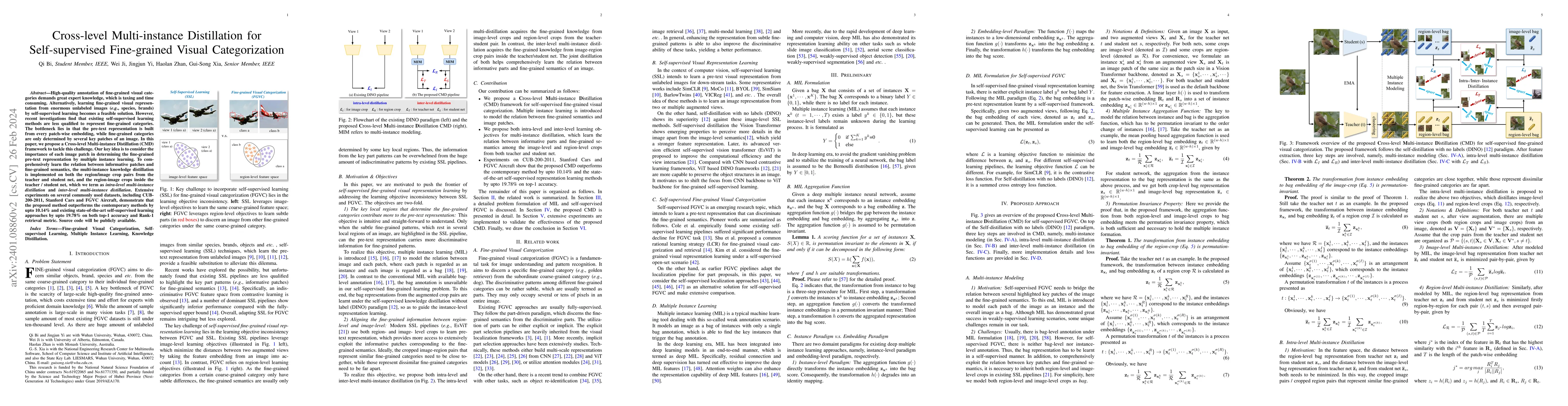 Thumbnail for Cross-Level Multi-Instance Distillation for Self-Supervised Fine-Grained
  Visual Categorization