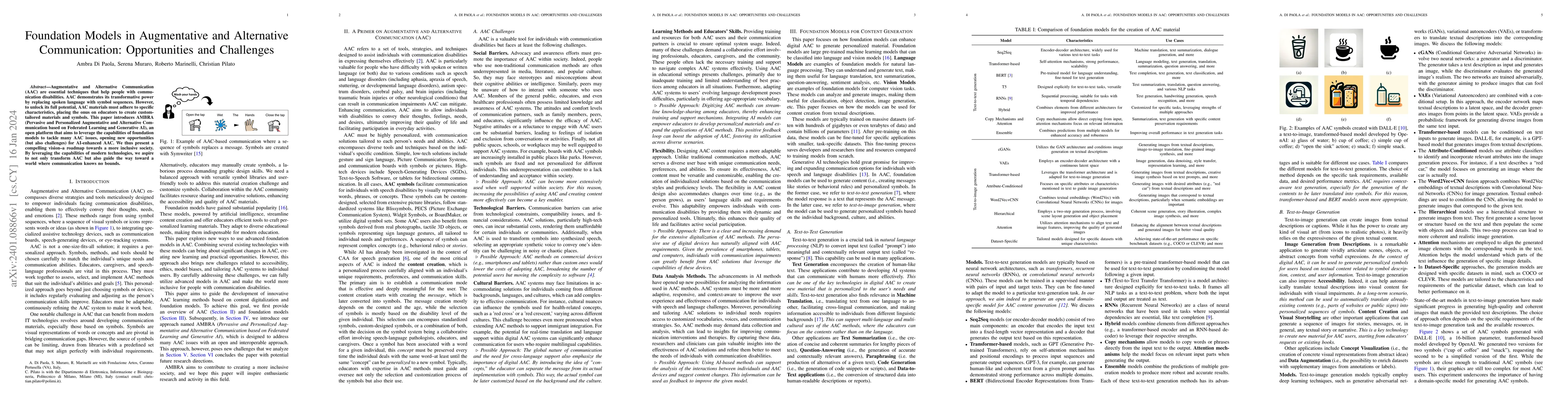 Thumbnail for Foundation Models in Augmentative and Alternative Communication:
  Opportunities and Challenges
