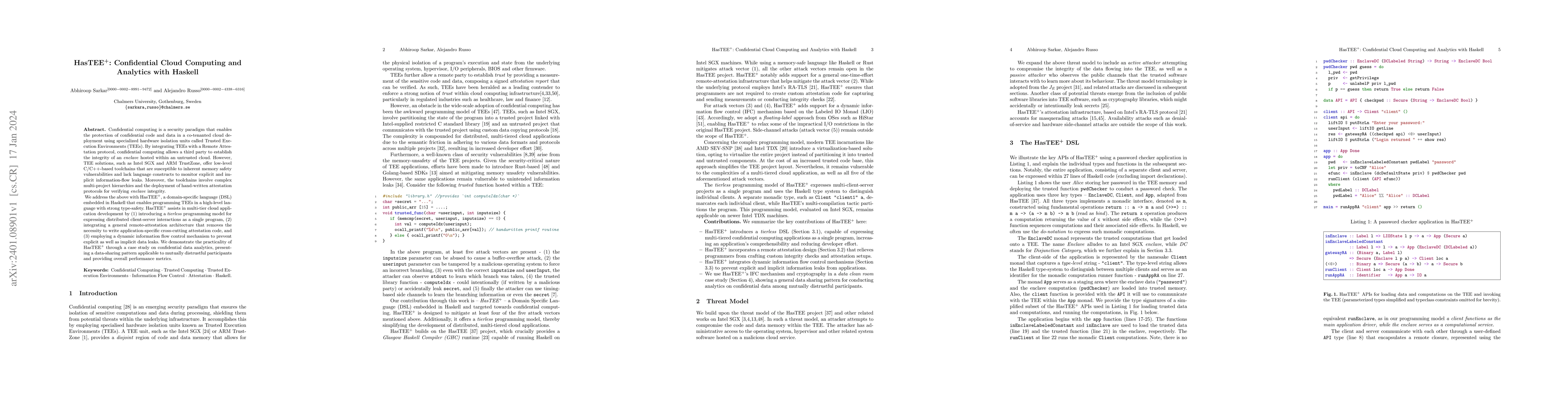 Thumbnail for HasTEE+ : Confidential Cloud Computing and Analytics with Haskell