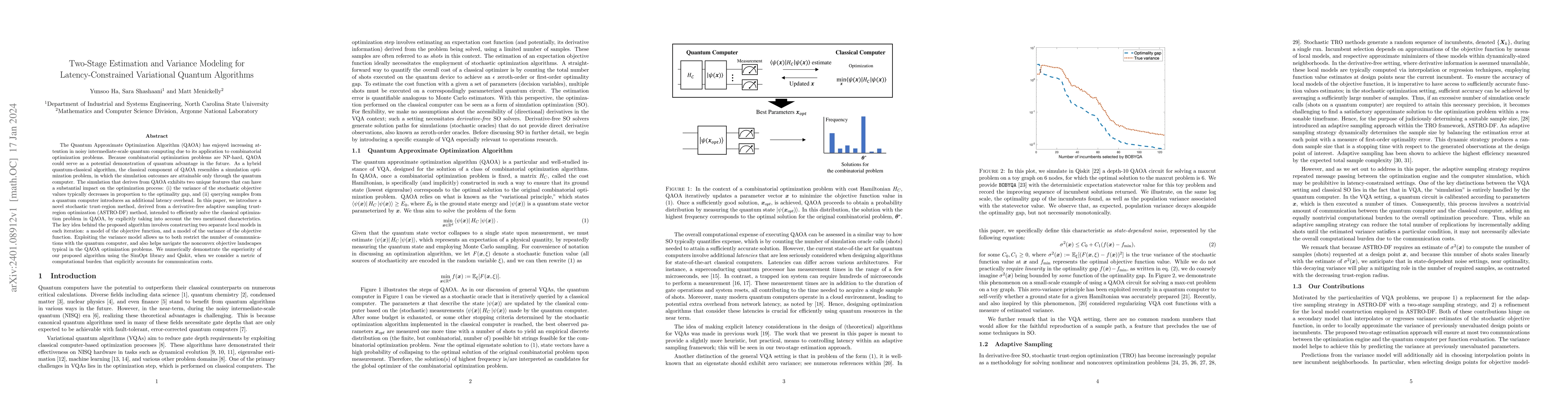 Thumbnail for Two-Stage Estimation and Variance Modeling for Latency-Constrained
  Variational Quantum Algorithms