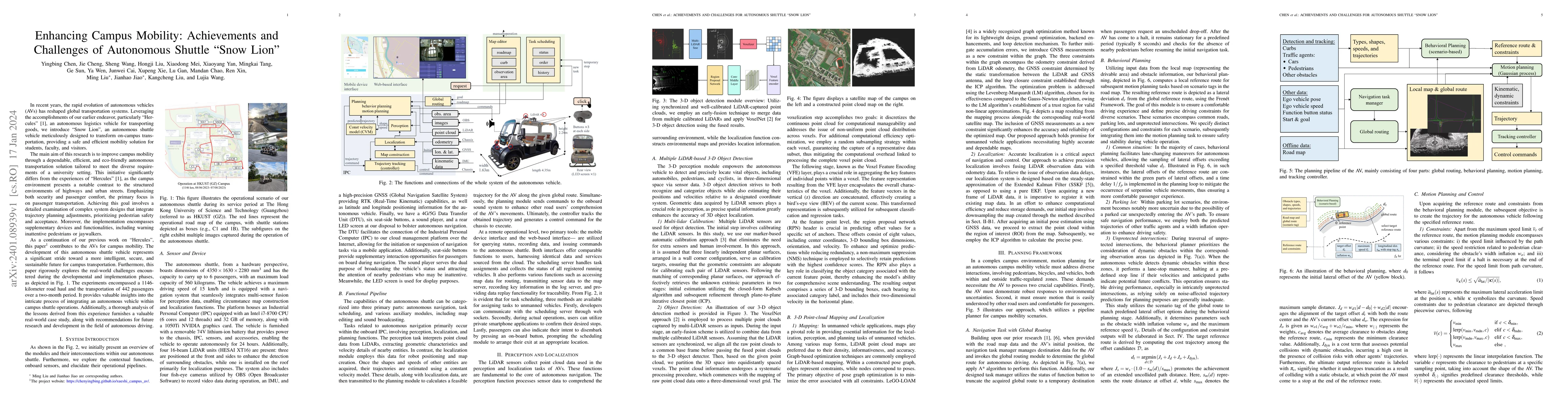 Thumbnail for Enhancing Campus Mobility: Achievements and Challenges of Autonomous
  Shuttle "Snow Lion''